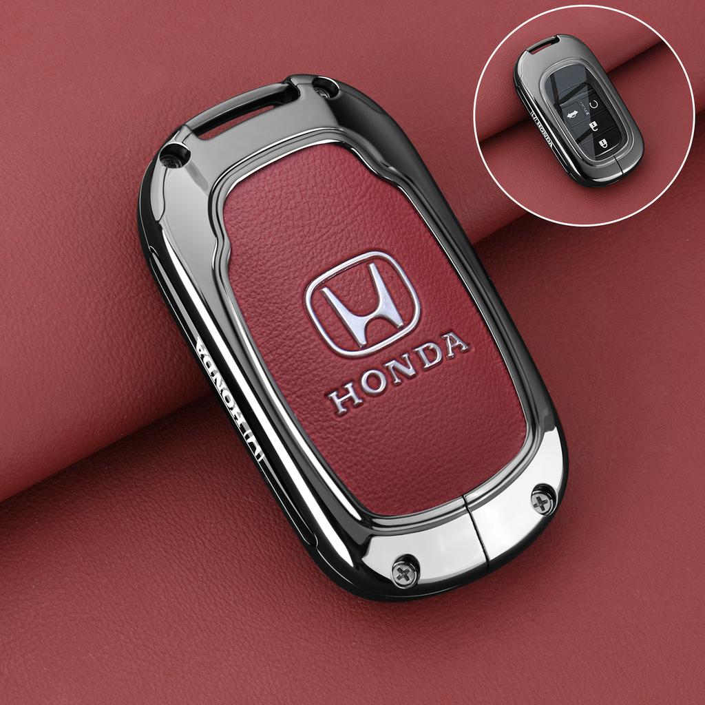 Leather Zinc Alloy Car Remote Key Case Cover For Honda Civic 11th Gen Accord Vezel Freed Pilot CRV 2021 2022 Protector Accessory