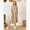Herbst Damen Übergröße Einfarbig Lässig Langarm Kleid Gebogener Saum Lockeres Kleid