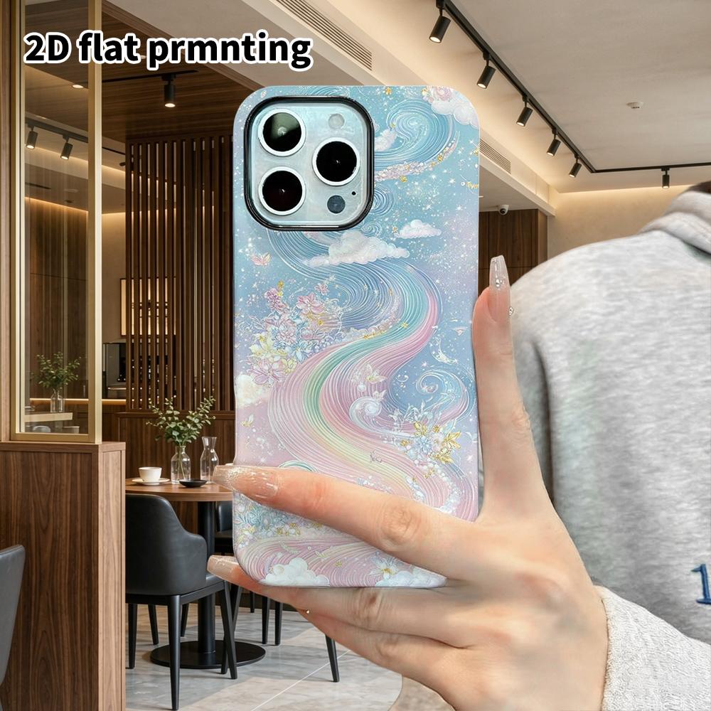 Phone Case: 2D Flat Design Suitable for iPhone 18, 17, 16, 15, 14, 13 Pro Film Protective Case, Couple Style, Rainbow Galaxy, Christmas and Halloween