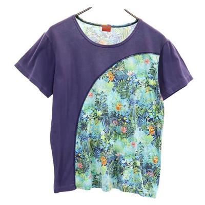 KENZO JUNGLE fabricat în Japonia Tricou Botanical cu mânecă scurtă M Violet Femei Folosit