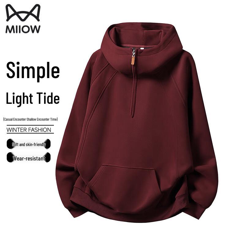 MaoRen Unisex Heavyweight Half-Zip Hooded Sweatshirt