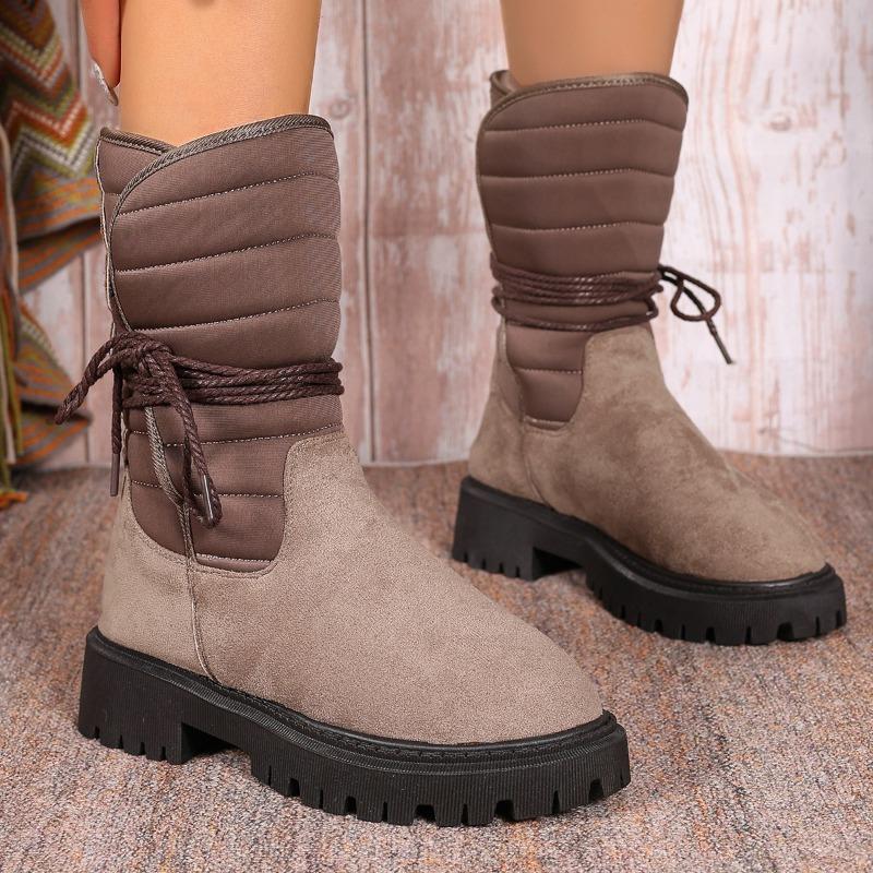 New women's shoes large size snow boots medium tube warm women's cotton boots strap fluffy boots