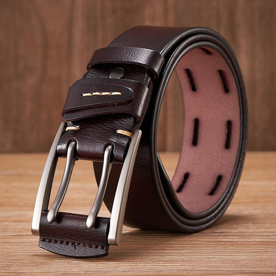 High Quality Genuine Leather Belts for Men Brand Strap Male Double Pin Buckle Fancy Vintage Jeans Belt Cowboy Cintos
