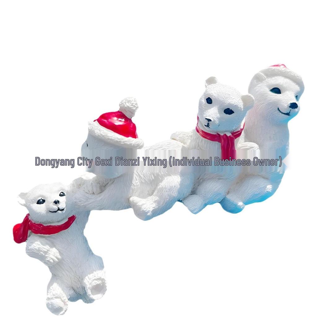 Christmas Gnome and Bear Resin Ornament for Shelf or Desktop