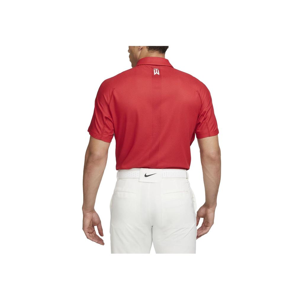 Nike Solid Color Logo Print Collar Short Sleeve Polo Men Red DR5327-687
