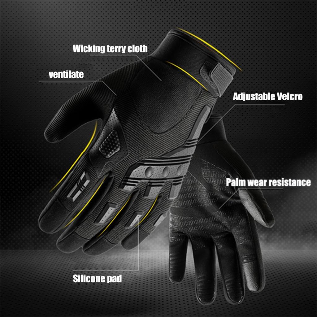1Pair Wear-resistant Breathable Non-slip Cycling Touch Screen Full Finger Gloves Suitable for Outdoor Sports Riding On the Field Camping Training