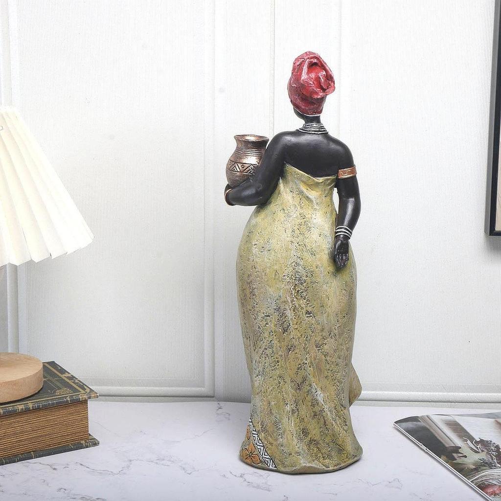 African Women Statue Collectible Sculpture Aesthetic Ornament Resin Human Figure Tribal Lady