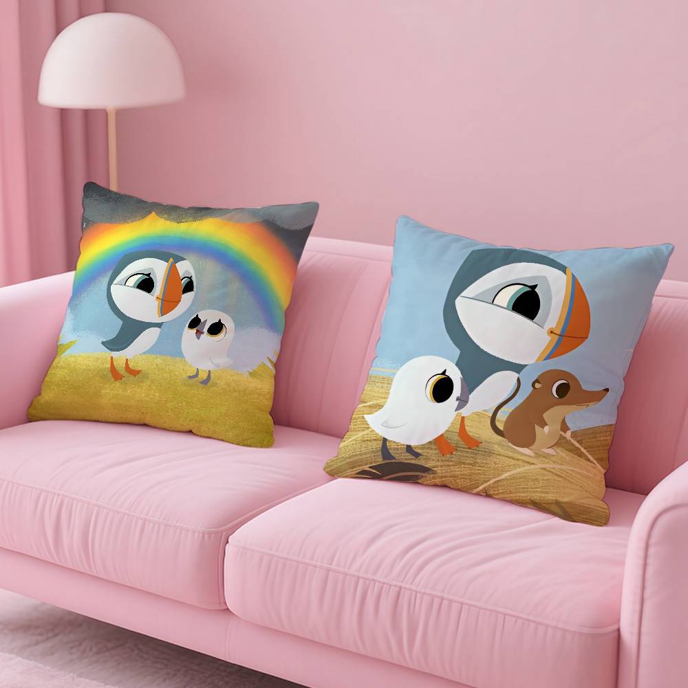 Kwaii Puffin Rock P-Preschool Pillow Case Custom Printed Brushed Fleece Pillow, Baby Skin-Touch, Eco-Friendly Dye-Sublimation Cu