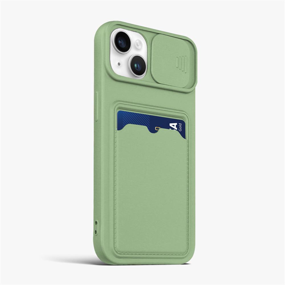 Sliding Lens Protect Card Slot Holder Wallet Case For iPhone 16 14 15 11 12 13 Pro Max X XR XS 7 8 SE Soft Liquid Silicone Cover
