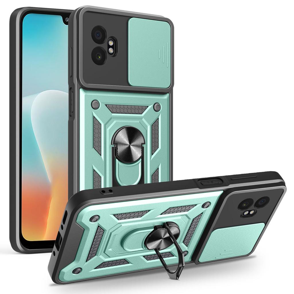 AMORUS For Samsung Galaxy XCover7 Pro Case Kickstand PC+TPU Phone Cover with Camera Lens Slider