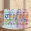 1PC Jesus Loves Me This I Know Print 750ml Color Plastic Sports Water Bottle Leakproof Flip Straw Lid Suitable for Sports Office Home Use