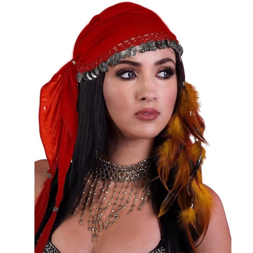Crochet Belly Dance Accessories Traditional Dance Costume Headwear Coin Headscarf  Belly Dance