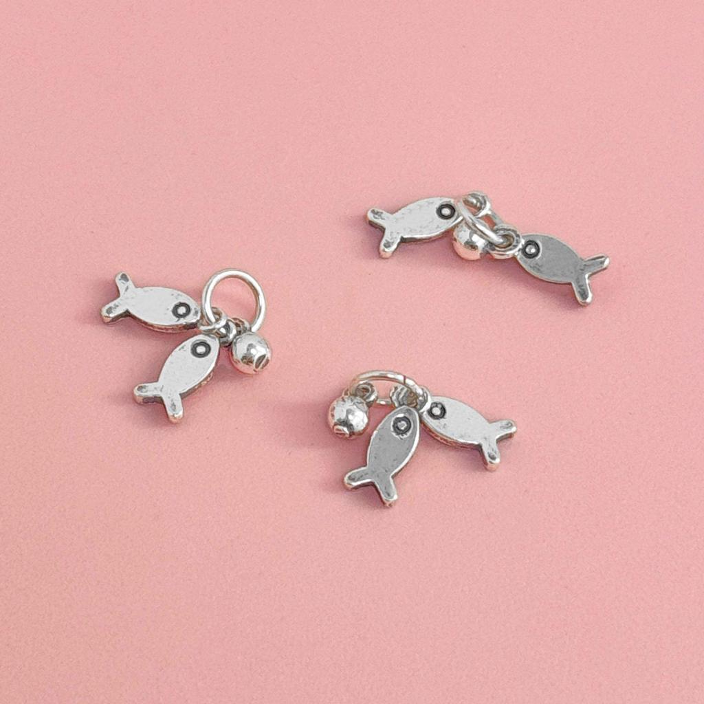 Sterling Silver Fish Pendant with Tassel Charm for DIY Bracelets/Necklaces