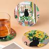 Diamond Art Coaster Kit (6-Piece Set) - DIY Diamond Painting Kit for Beginners, Cute Cat Cartoon Mosaic Ornaments, and Decorative DIY Kit with
