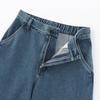 MUJI Women's Kapok Blend Denim Wide Tapered Pants, Light Blue, Size L (BE1V4A5S)