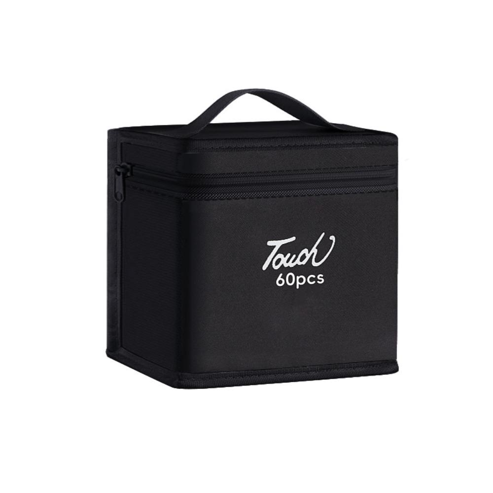 Black Color Marker Pens Storage Bag Massive Storage Zippered Closure Art Markers Organizer Handbag Style Functional Storage