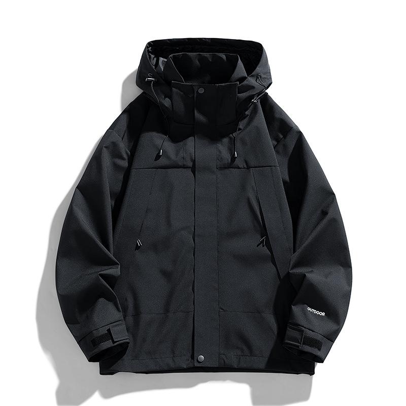 

Spring and Autumn New Men s Korean Hooded Contrast Jacket Trendy Couple Stylish Plus-Size Fashion Jacket M