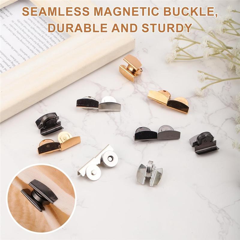 Set Magnetic Snaps 24 Pieces Sew On Clasps Snap Fastener Magnets No-Sew Closures For Purses Bags Tote Buttons