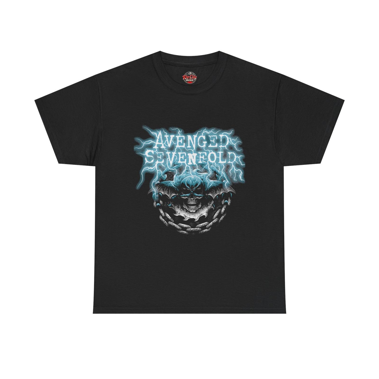 Avenged Sevenfold A7X Chained Blue Lightning Deathbat Rock Band Unisex T-Shirt XXXXL