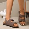 Женская обувь 2025 Бренд Босоножки женские с открытым носком Модные с ремешком и пряжкой Повседневные Летние Новые Большого размера Удобные Плоские сандалииzapatos