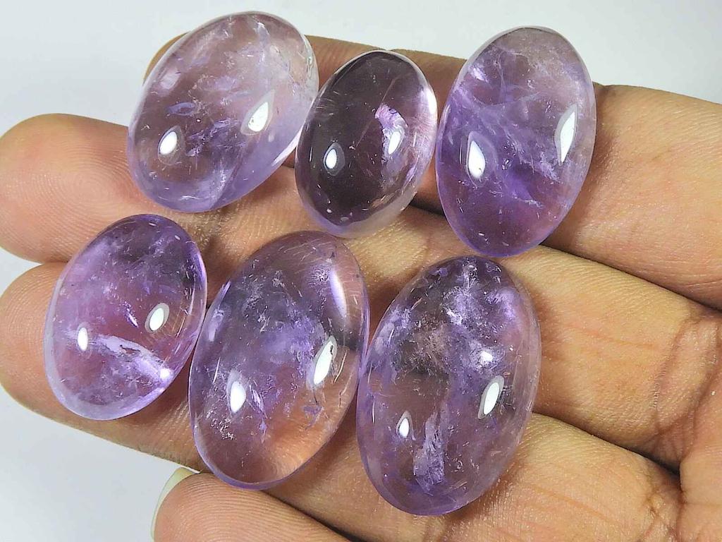 Purple Ametrine Cabochon Oval Shape Loose Natural Gemstone?06Pcs Lot 20-28MM RQ-2765