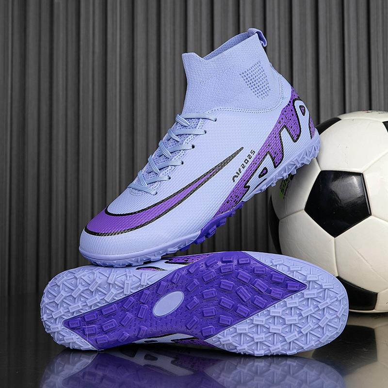 Professional Football Socks Shoes Men's TF Broken Nails Artificial Grass Non-slip Training Shoes High-top Teenagers Men's Long Nails