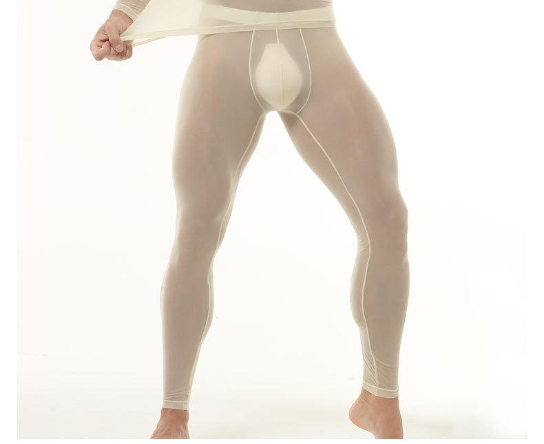 Men's Sheer Ice Silk Underwear Set - Sexy, Tight-Fitting, See-Through Fitness Base Layer