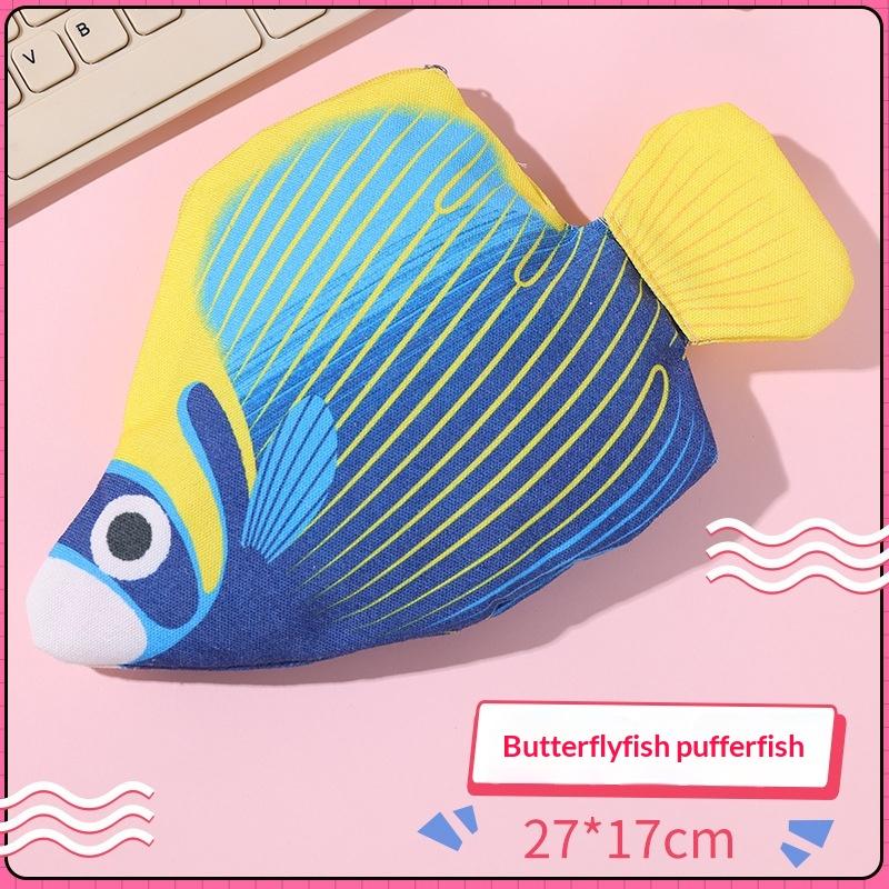 Creative Quirky Sea Fish Pencil Case Large-Capacity Fun Cartoon Organizer Bag Multi-Functional Storage Bag Stationery Case Gift