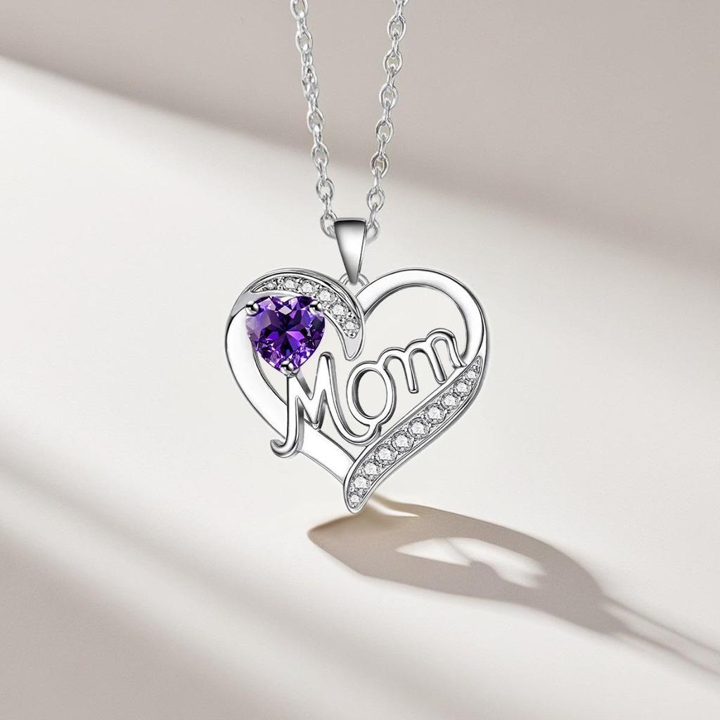 Heart Letter MOM Necklace with Rhinestones - Mother's Day Gift