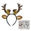 Festive Reindeer Antler Headband Set Includes Decorative Stickers Comfortable Cloth For Kids Adults Christmas Event