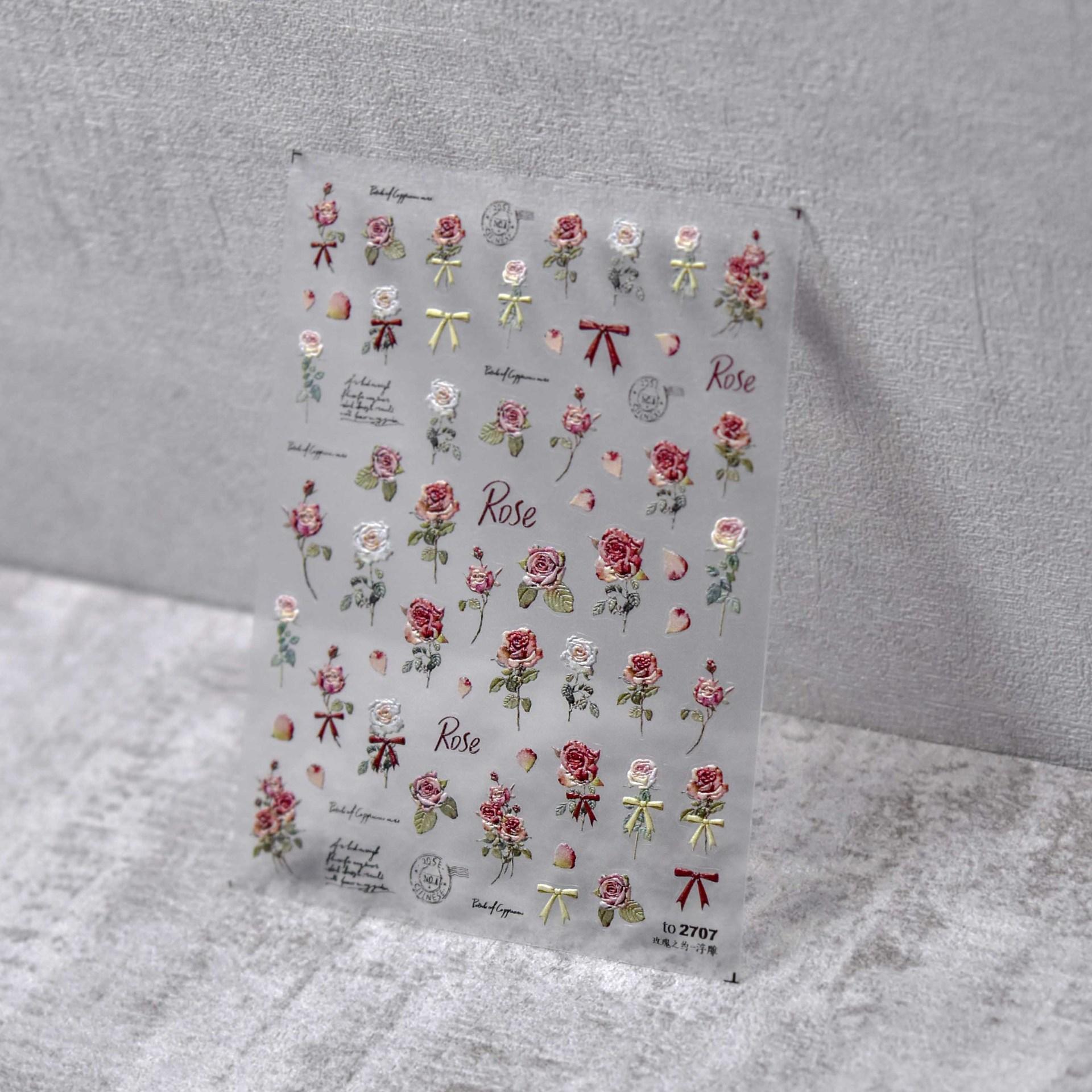 Рельефная наклейка для ногтей в виде розы — фото 7