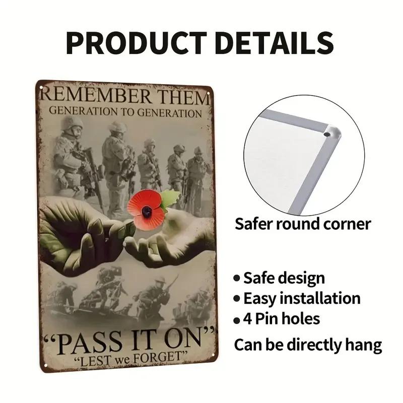 Rustiek Retro Metalen Blikken Bord Oorlogsposter Cadeau Voor Veteranen Herinner Ze Generatie Om Het Door Te Geven Opdat We Vergeten Keuken Vintage B