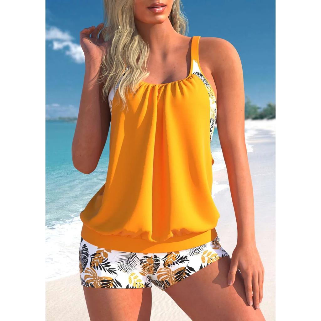 Hochwertige Bademode für den Sommerurlaub von Damen, stilvolles blaues Oberteil mit Leopardenmuster und Neckholder-Strandbadeanzug S-6XL