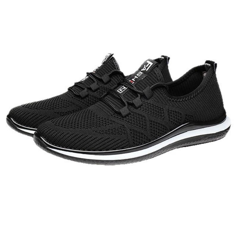Flygande vävda skor herr nya fritidsskor sommar mesh andningsbara sportskor mångsidiga modeskor herr sportskor