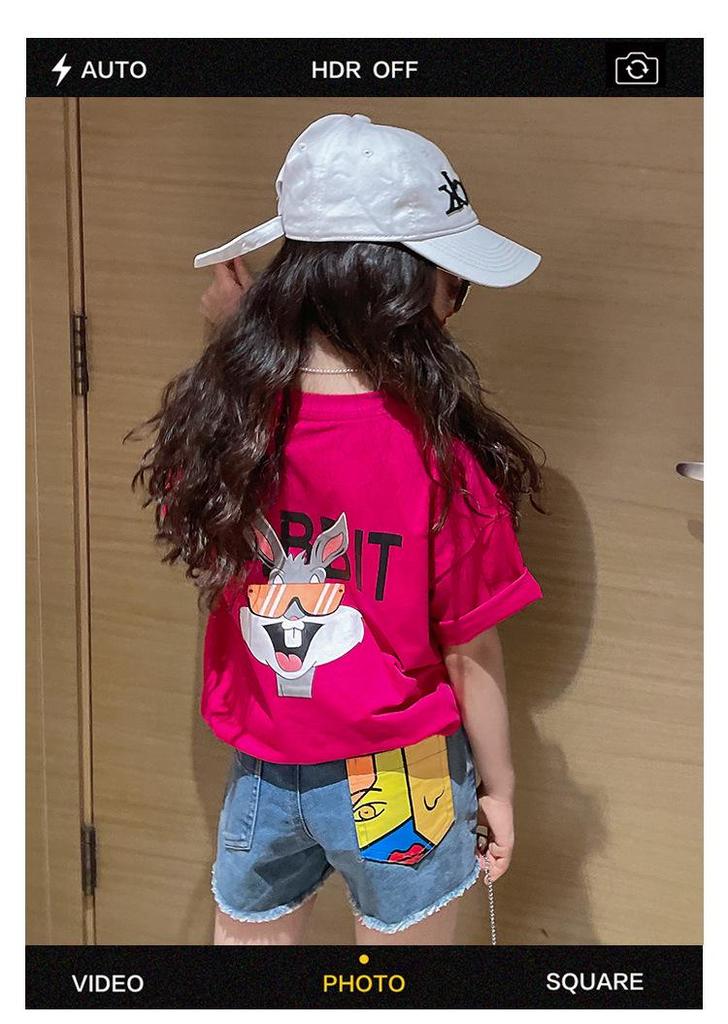 Trendy Summer Girls' Short-Sleeve T-shirt - Medium & Large Sizes