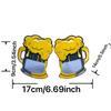 Oktoberfest Party Glasses Blue Yellow Beer Mug Design Lightweight Plastic Photo Booth Prop for Adults Festival Costume Accessory