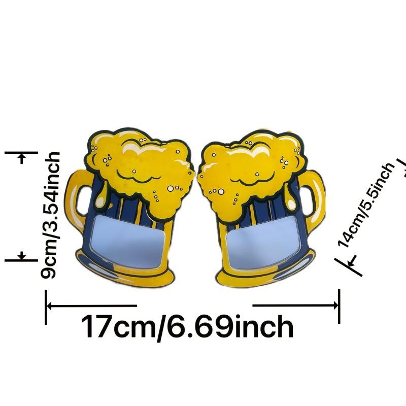 Oktoberfest Party Glasses Blue Yellow Beer Mug Design Lightweight Plastic Photo Booth Prop for Adults Festival Costume Accessory