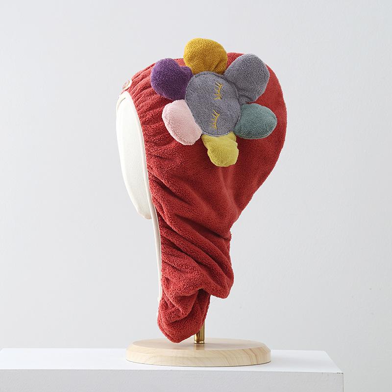 Women's Dry Hair Cap Thickened  Absorbent Coral Velvet Towel Quick-drying Turban