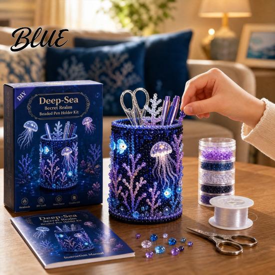 Educational Craft Supplies Bead Embroidery Kit DIY Pen Holder 3D Beaded Tiny Pencil Fine Motor