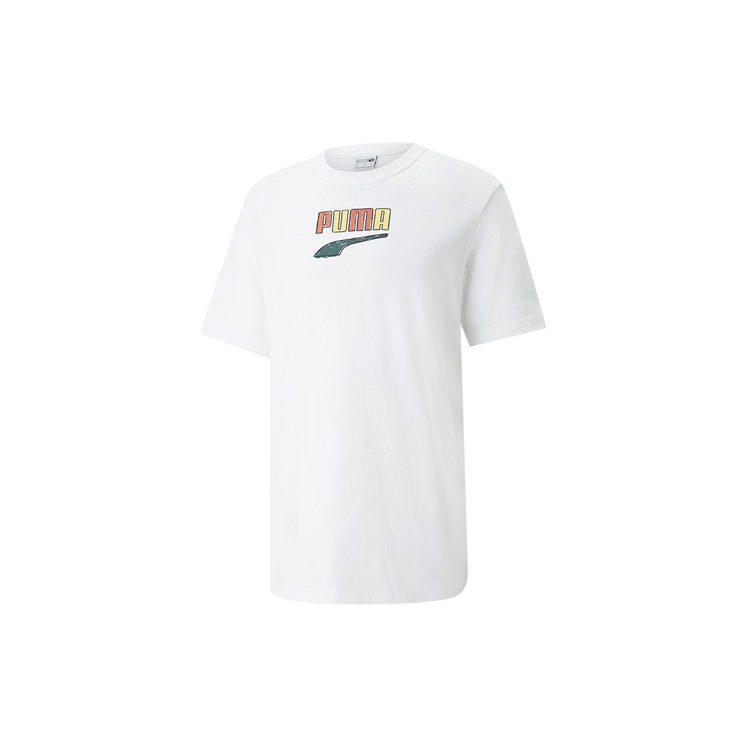 PUMA T Shirts Men's White Crew Neck Moderate Straight Fit 535359-02