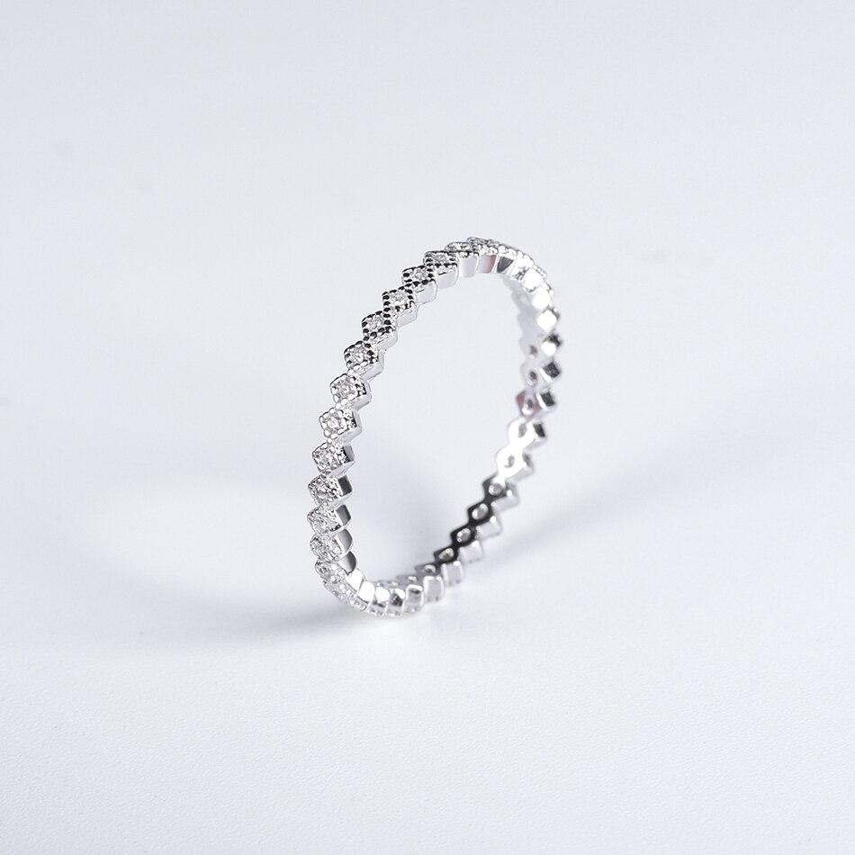 925 Sterling Silver Women 'S Ring Stackable Clear Zircon Gemstone Rings Trend Delicate Wedding Band Korean Jewelry