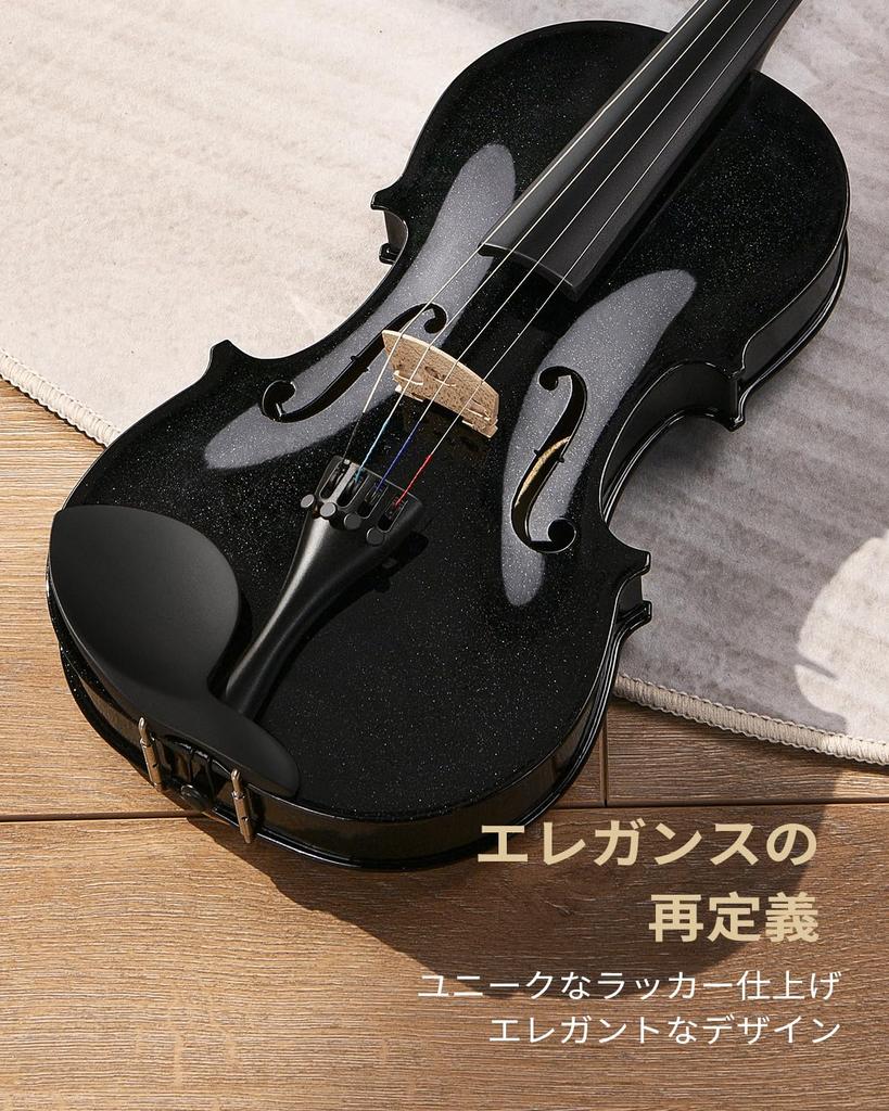 Eastar 4/4 Solid Wood Violin Set with Two Bows, EVA-330, Black, for Beginners and Advanced Players