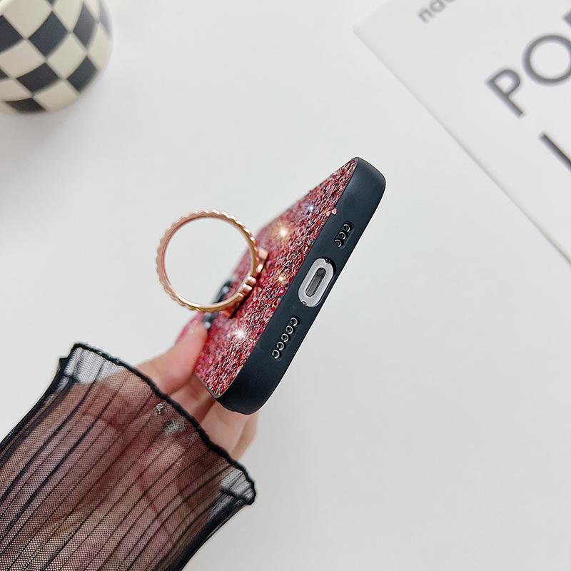 Bling Glitter with Ring Phone Protective Case Shockproof Hard PC Back Cover For OPPO Reno Realme OnePlus
