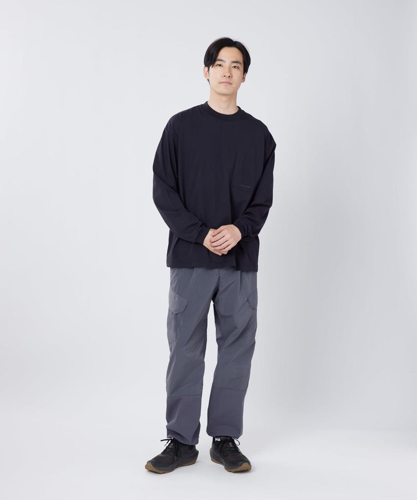 Organic Mercerized Long Sleeve Size M [Snow Peak] T-Shirt CS-26SU005 Long-sleeved T-shirt, Men's/Women's, BLACK,