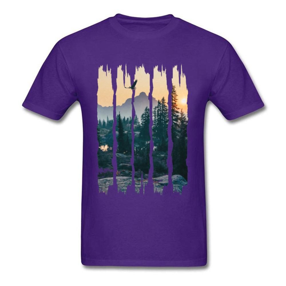 Chinese Style Natural Landscape Mountain Design T Shirt Stylish Fashion 3d Picture Tshirts For Unisex Round Collar Cotton Tshirts