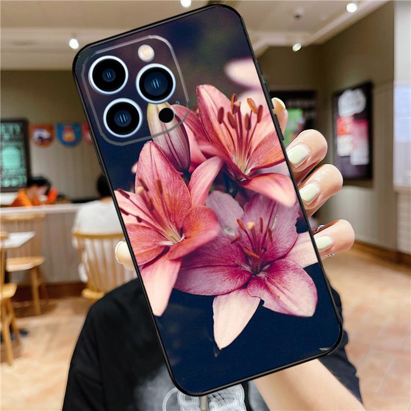 Colorful Flower Lily Case For iPhone 17 15 14 13 12 11 16 Pro Max Mini Plus 16e 17 Air Bumper Cover Accessories