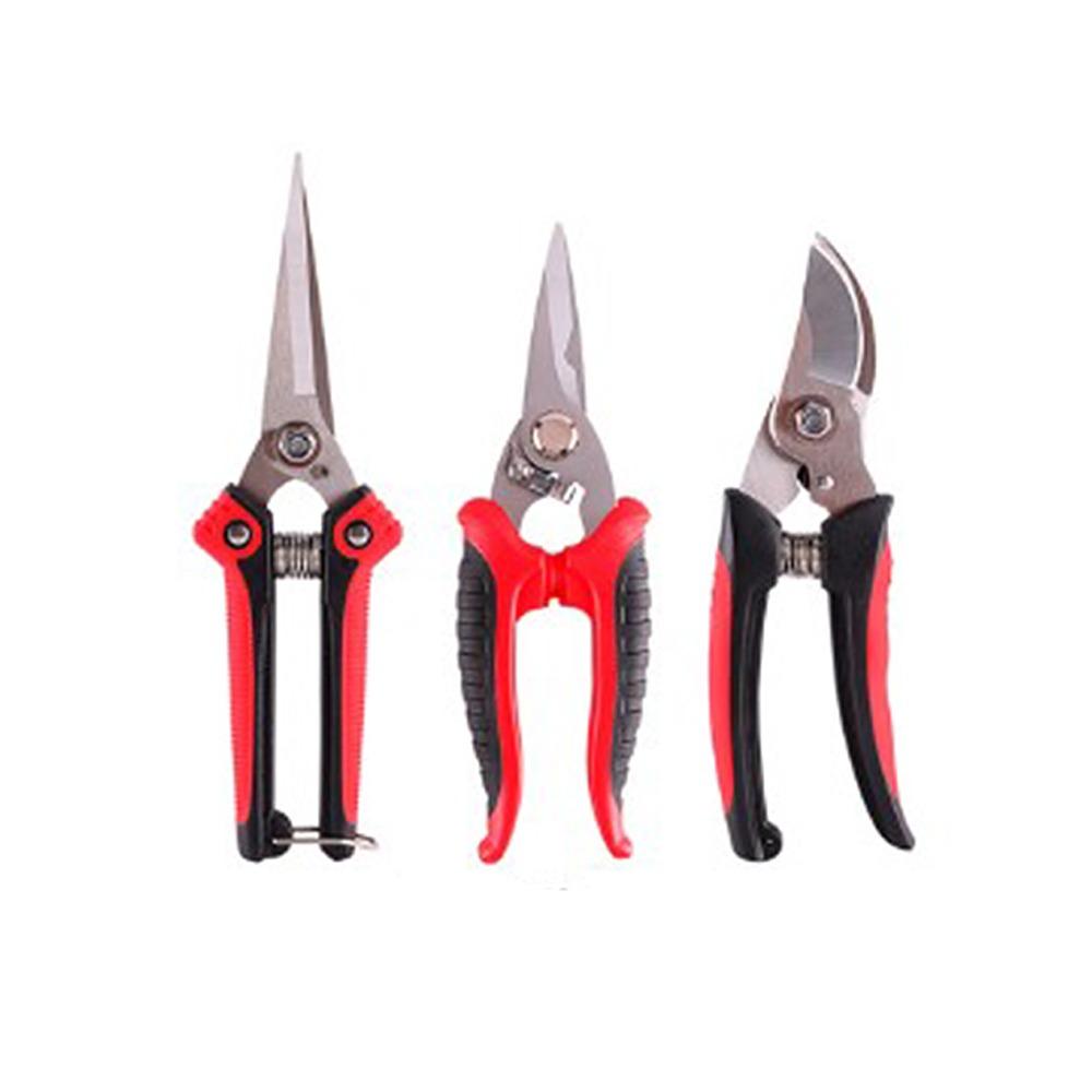 Silver and Red Pruning Shears Set Heavy Duty Bypass Pruners Professional Flower Shears