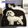 Black Maltese Pattern Bedding Home Decoration Birthday Gift (1 * duvet cover + 2 * pillowcase, without core)