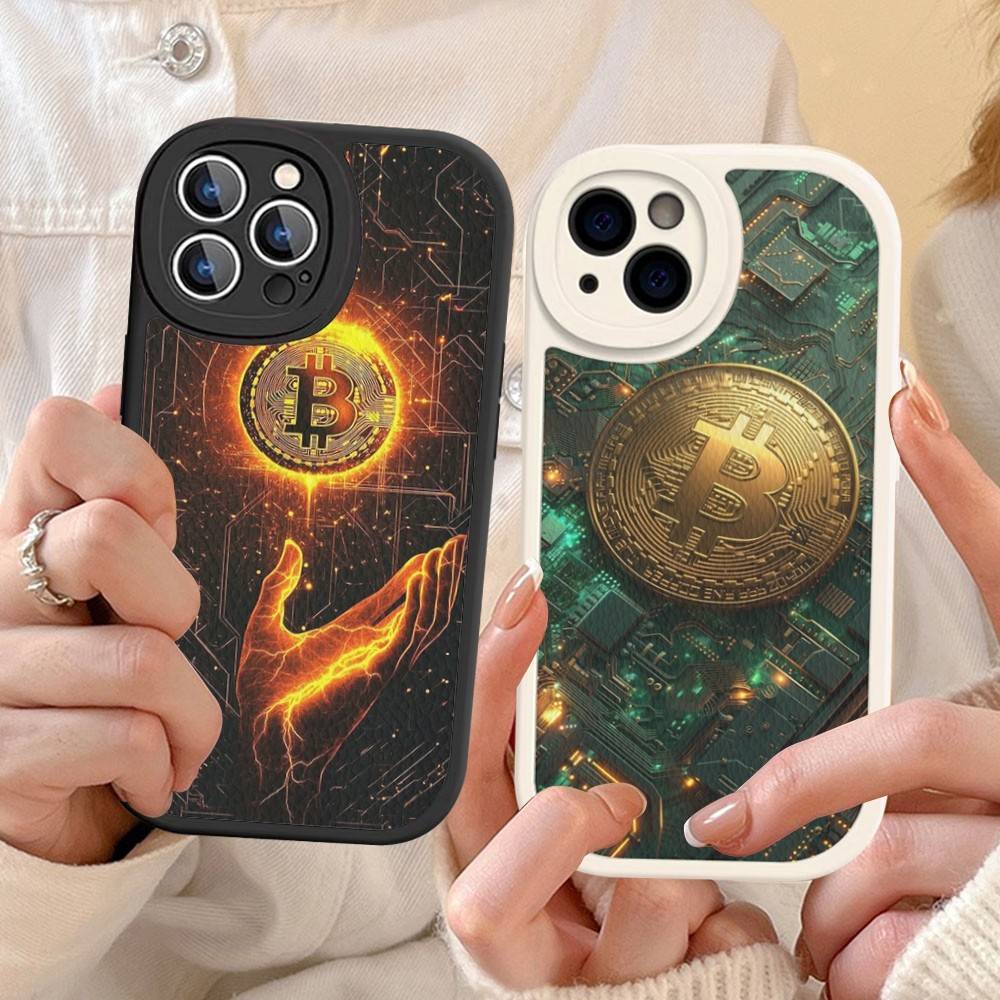 Luxury B-Bitcoin For IPhone 16 15 14 16E 13 12 11 Pro Max Plus Phone Leather Case