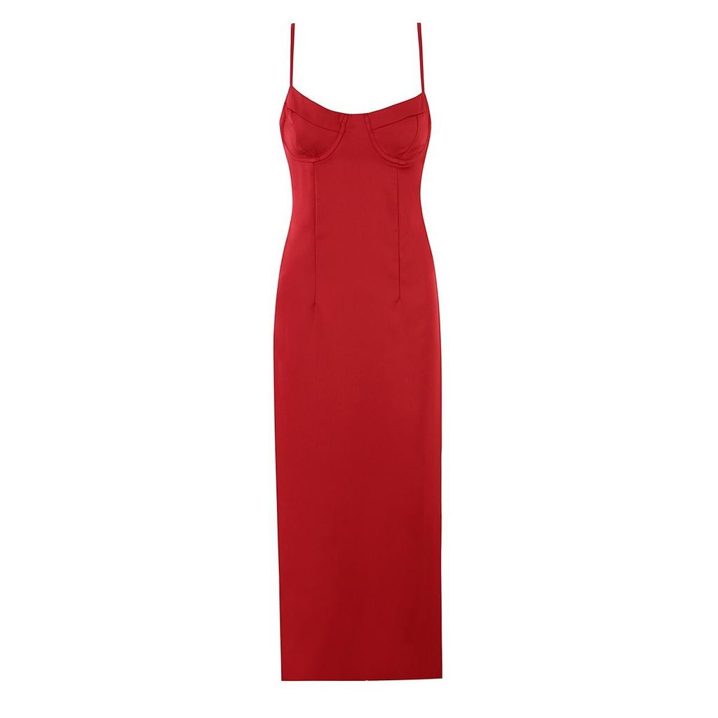 Summer new French romantic strap steel tray suspender long dress split sexy dress dress